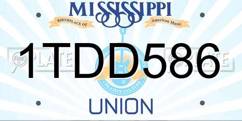 1TDD586 Mississippi License Plate