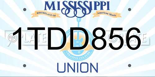 1TDD856 Mississippi License Plate