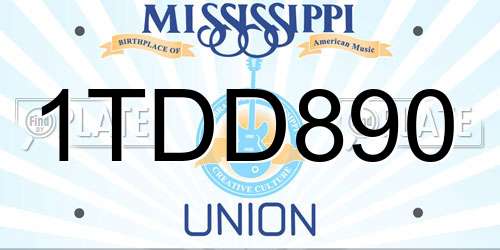 1TDD890 Mississippi License Plate