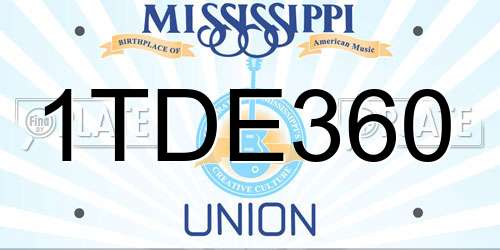 1TDE360 Mississippi License Plate