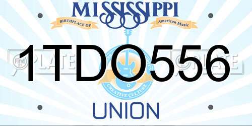 1TDO556 Mississippi License Plate