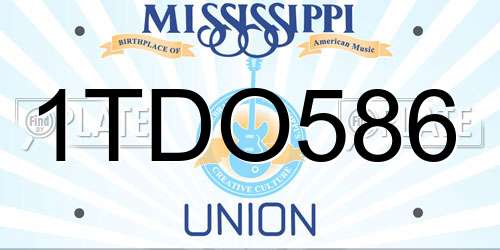 1TDO586 Mississippi License Plate