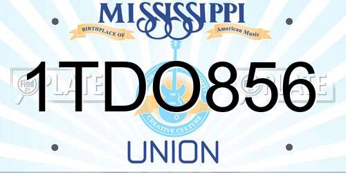 1TDO856 Mississippi License Plate