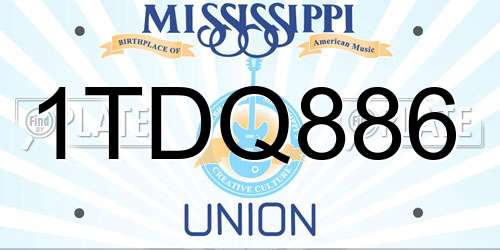 1TDQ886 Mississippi License Plate