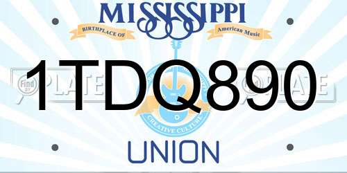 1TDQ890 Mississippi License Plate