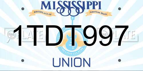 1TDT997 Mississippi License Plate