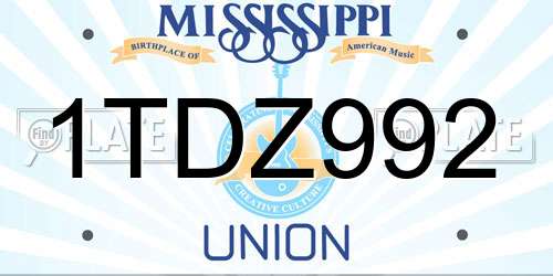 1TDZ992 Mississippi License Plate