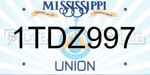 1TDZ997 Mississippi License Plate
