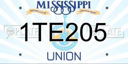 1TE205 Mississippi License Plate
