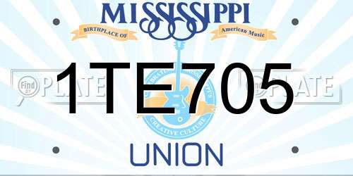 1TE705 Mississippi License Plate