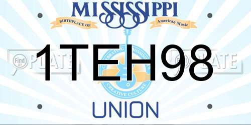 1TEH98 Mississippi License Plate