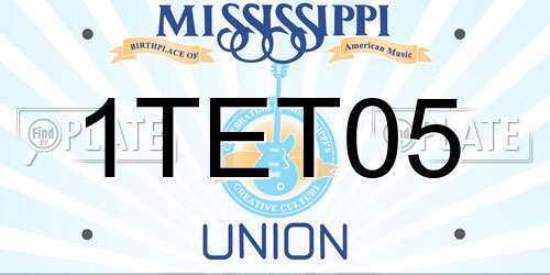1TET05 Mississippi License Plate