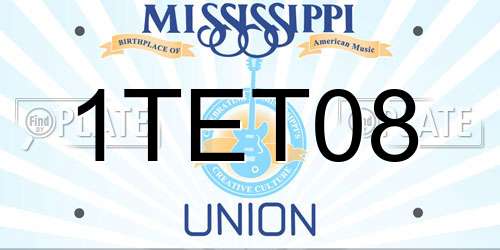 1TET08 Mississippi License Plate