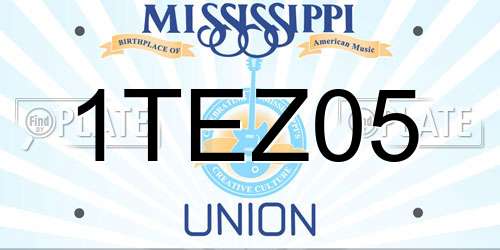 1TEZ05 Mississippi License Plate
