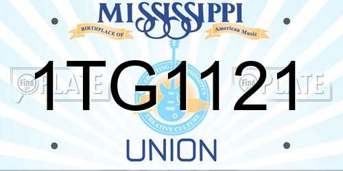 1TG1121 Mississippi License Plate