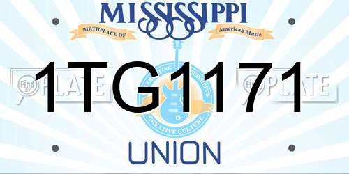 1TG1171 Mississippi License Plate