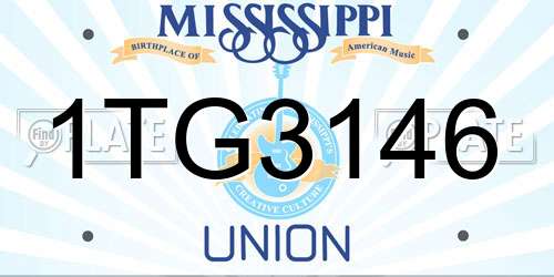 1TG3146 Mississippi License Plate