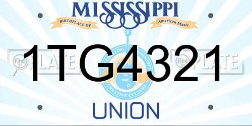 1TG4321 Mississippi License Plate