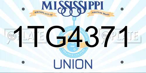 1TG4371 Mississippi License Plate