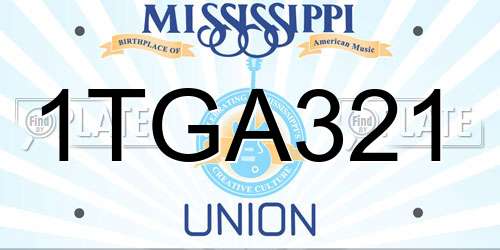 1TGA321 Mississippi License Plate