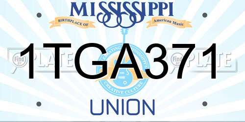 1TGA371 Mississippi License Plate