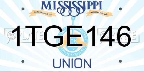 1TGE146 Mississippi License Plate