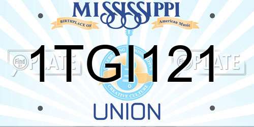 1TGI121 Mississippi License Plate