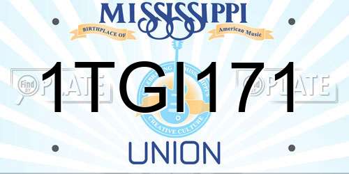 1TGI171 Mississippi License Plate