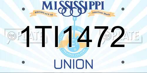 1TI1472 Mississippi License Plate