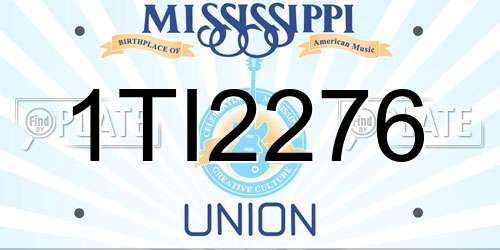 1TI2276 Mississippi License Plate