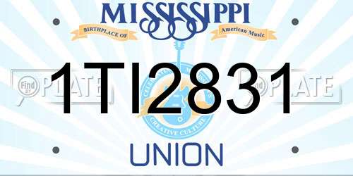 1TI2831 Mississippi License Plate