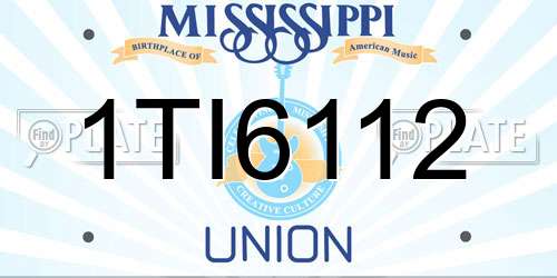 1TI6112 Mississippi License Plate