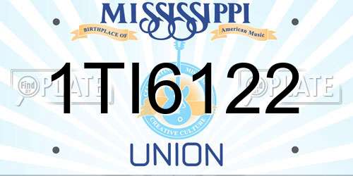 1TI6122 Mississippi License Plate