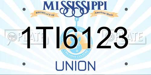 1TI6123 Mississippi License Plate