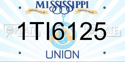 1TI6125 Mississippi License Plate