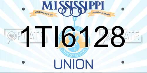 1TI6128 Mississippi License Plate
