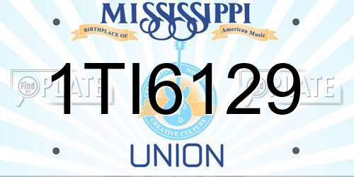 1TI6129 Mississippi License Plate