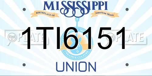 1TI6151 Mississippi License Plate