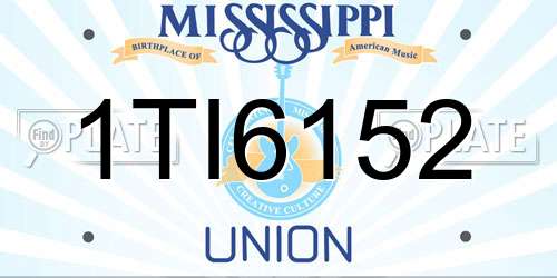 1TI6152 Mississippi License Plate