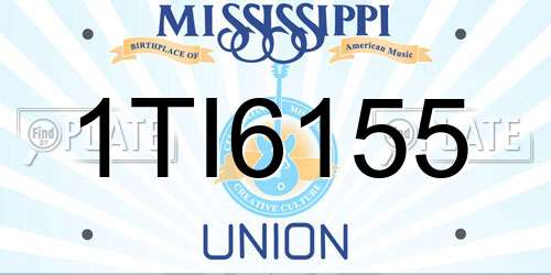 1TI6155 Mississippi License Plate