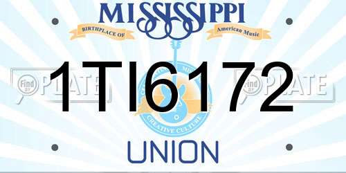 1TI6172 Mississippi License Plate