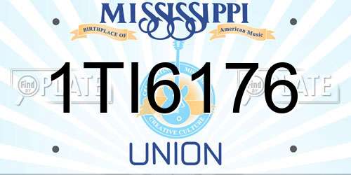 1TI6176 Mississippi License Plate
