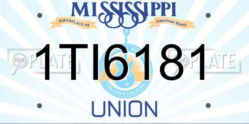 1TI6181 Mississippi License Plate