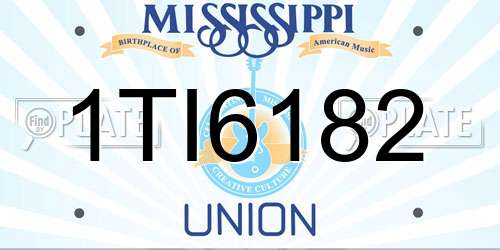 1TI6182 Mississippi License Plate