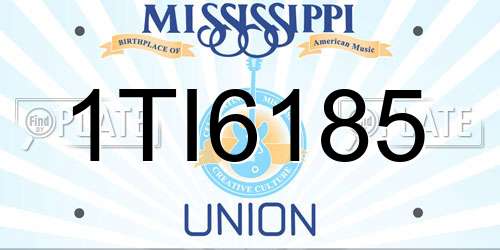 1TI6185 Mississippi License Plate