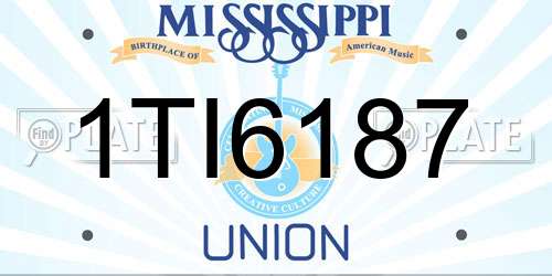 1TI6187 Mississippi License Plate