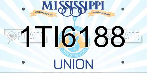 1TI6188 Mississippi License Plate