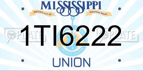 1TI6222 Mississippi License Plate