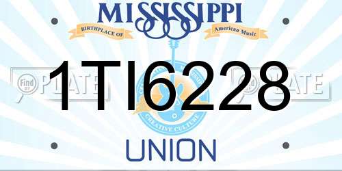 1TI6228 Mississippi License Plate