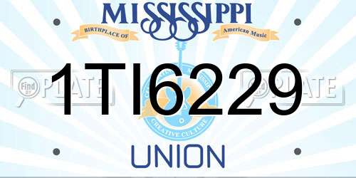 1TI6229 Mississippi License Plate